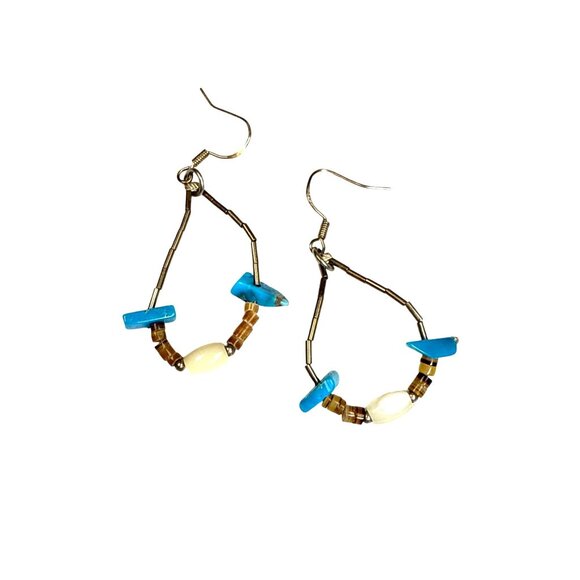 Southwestern Turquoise Earrings Silver Dangle Jewelry Boho Western Style - Picture 4 of 6